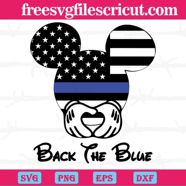 Back The Blue Mickey Head, Svg Png Dxf Eps Digital Files