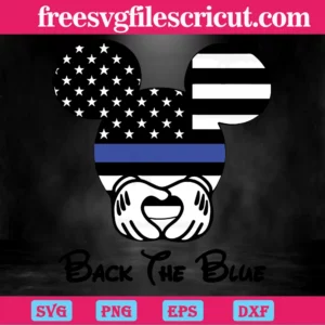 Back The Blue Mickey Head, Svg Png Dxf Eps Digital Files Invert