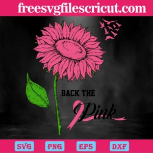 Back The Pink Sun Flower Breast Cancer, Svg Designs Invert