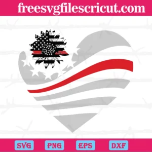 Back The Red Heart Sunflower Firefighter, Svg File Formats Invert