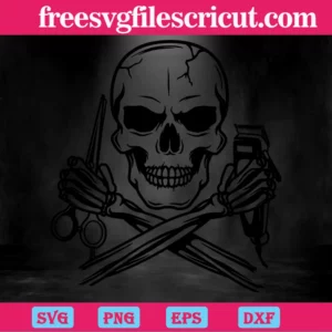 Barber Skull, Svg File Formats Invert