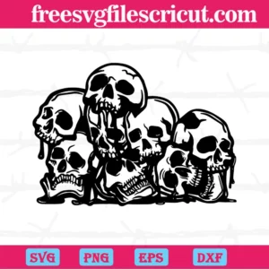 Bloody Skulls Pile, Svg Png Dxf Eps Digital Files
