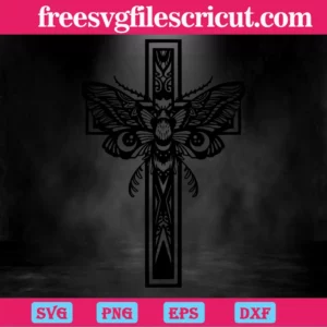 Christian Cross Butterfly, Svg Png Dxf Eps Cricut Silhouette Invert