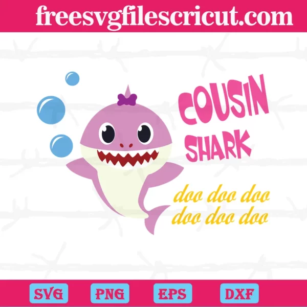 Cousin Shark Doo Doo Doo, Svg Files Invert