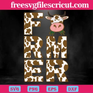 Farmer Cow, Svg Files For Crafting And Diy Projects Invert