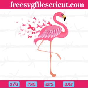 Flamingo Breast Cancer, Svg Png Dxf Eps Digital Download Invert