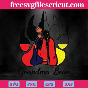 Grandma Bear Native American, Svg Png Dxf Eps Designs Download Invert