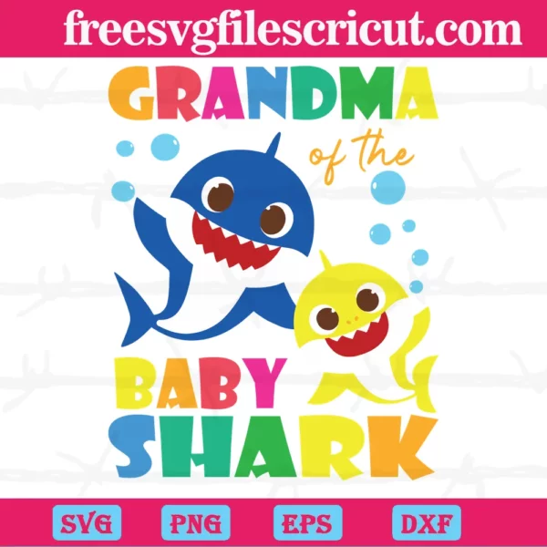 Grandma Of The Baby Shark, Svg Png Dxf Eps Cricut Invert