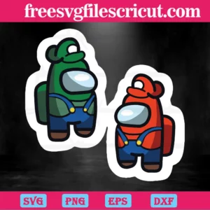 Green And Red Among Us, Svg Png Dxf Eps Invert