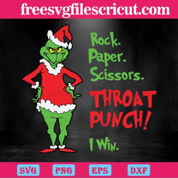 Grinch Rock Paper Scissors Throat Punch I Win, Svg Png Dxf Eps Designs Download Invert