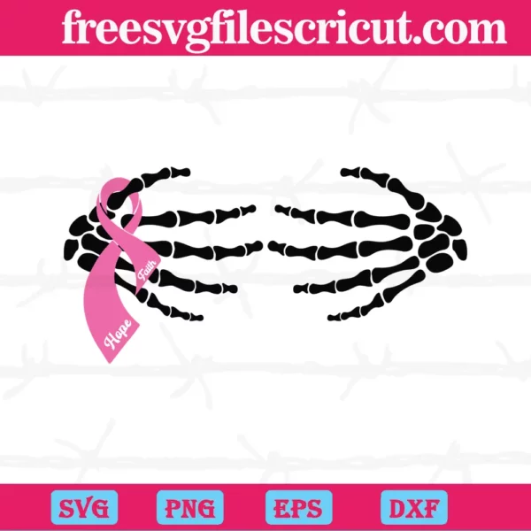 Hands Bone Pink Ribbon Breast Cancer, The Best Digital Svg Designs For Cricut