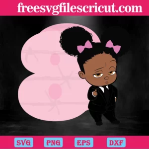 Happy Birthday Boss Baby Girl Eight Years Old, Svg Clipart Invert
