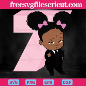 Happy Birthday Boss Baby Girl Seven Years Old, Cutting File Svg Invert