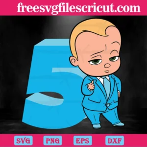 Happy Birthday Cool Boss Baby In Blue Suit Five Years Old, Digital Files Invert