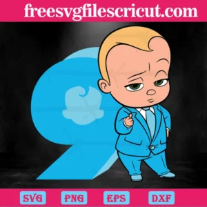 Happy Birthday Cool Boss Baby In Blue Suit Nine Years Old, Graphic Design Invert