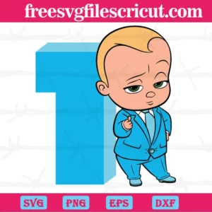 Happy Birthday Cool Boss Baby In Blue Suit One Year Old, Design Files