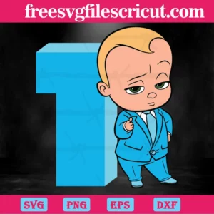 Happy Birthday Cool Boss Baby In Blue Suit One Year Old, Design Files Invert
