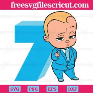 Happy Birthday Cool Boss Baby In Blue Suit Seven Years Old, Svg Files