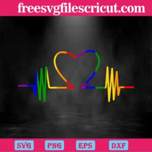 Heartbeat Pride Heart Lgbt, Svg Files Invert