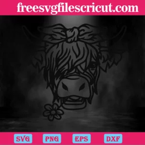 Highland Cow Bandana,Svg Cut Files Invert