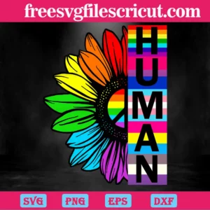 Human Sunflower Rainbow Lgbt Flag, Svg Png Dxf Eps Digital Download Invert