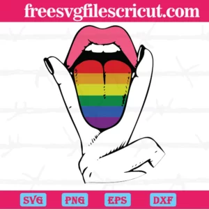 Lgbt Pride Lesbian Tongue, Svg Png Dxf Eps Digital Files Invert