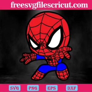 Little Spiderman Cartoon, Svg Png Dxf Eps Digital Files Invert