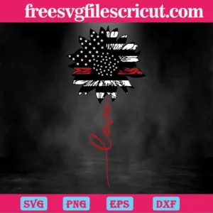 Love Sunflower Firefighter, Svg Png Dxf Eps Digital Download Invert