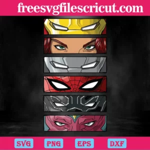 Marvel Avengers Super Hero Eyes, Svg File Formats Invert