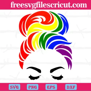 Messy Bun Rainbow Lgbt, Svg Png Dxf Eps Designs Download