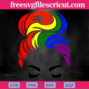 Messy Bun Rainbow Lgbt, Svg Png Dxf Eps Designs Download Invert