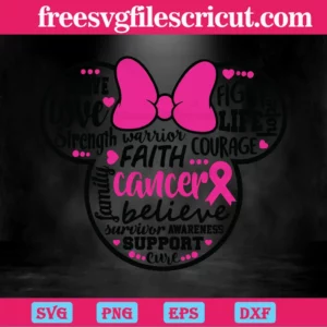 Mickey Head Breast Cancer, Svg Png Dxf Eps Invert