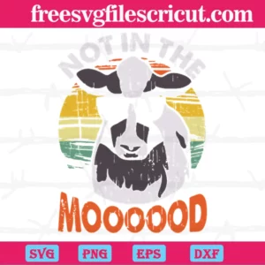 Not In The Mood Cow, High-Quality Svg Files Invert