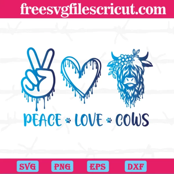 Peace Love Cows, Svg Png Dxf Eps