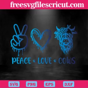 Peace Love Cows, Svg Png Dxf Eps Invert
