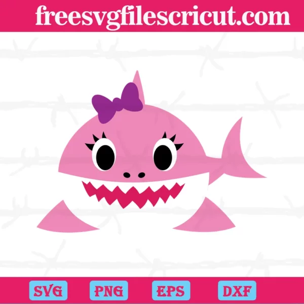 Pink Sister Shark, Svg Cut Files Invert
