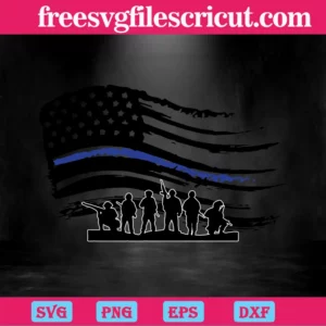 Police American Flag, Svg Png Dxf Eps Cricut Invert