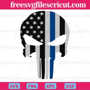 Punisher Skull Police Thin Blue Line, Svg File Formats