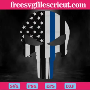 Punisher Skull Police Thin Blue Line, Svg File Formats Invert