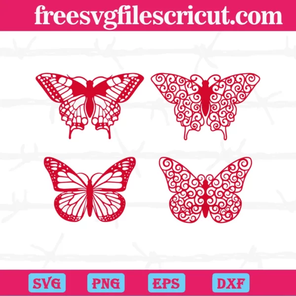 Red Mandala Butterfly, Svg Png Dxf Eps Digital Download
