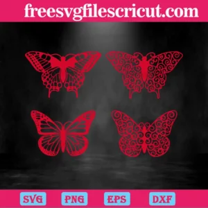 Red Mandala Butterfly, Svg Png Dxf Eps Digital Download Invert