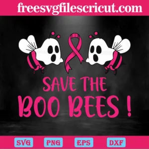 Save The Boo Bees Breast Cancer Awareness, Svg Png Dxf Eps Designs Download Invert