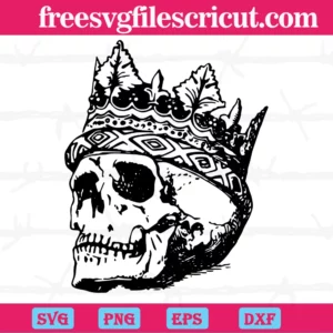 Skull Wearing Crown, Svg Png Dxf Eps Cricut Silhouette