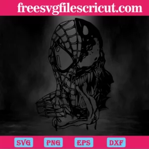 Spiderman And Venom Black And White, Svg Png Dxf Eps Cricut Files Invert