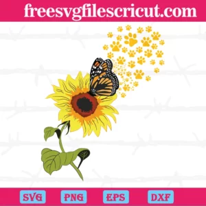 Sunflower Butterfly, Svg Png Dxf Eps Designs Download