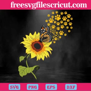 Sunflower Butterfly, Svg Png Dxf Eps Designs Download Invert