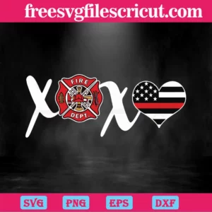 Xoxo Heart Firefighter Svg, Firefighter, Svg Png Dxf Eps Cricut Files