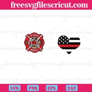 Xoxo Heart Firefighter Svg, Firefighter, Svg Png Dxf Eps Cricut Files Invert