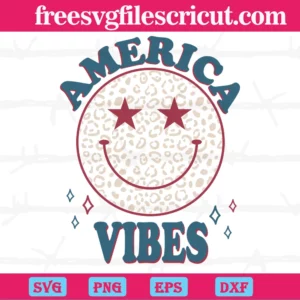 4Th Of July America Vibes Smile Face, Svg Png Dxf Eps Invert