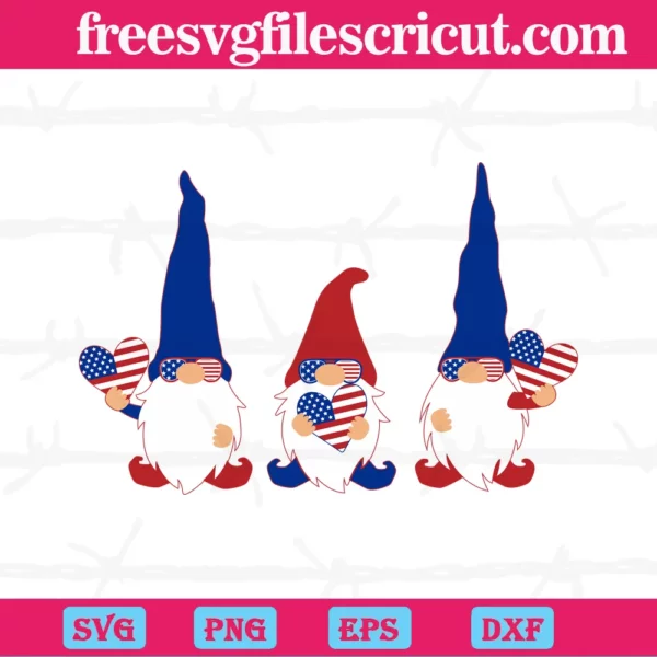 4Th Of July Gnomes, Svg Png Dxf Eps Cricut